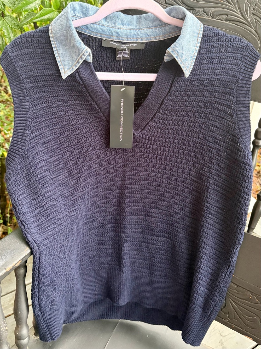 NWT FRENCH CONNECTION Women’s Navy Knit Sweater Vest - Perfect for Summer/Fall